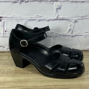 Dansko Bliss Black Leather Heels Women's 40 US 9.5-10 Ankle Strap Closed Sandals